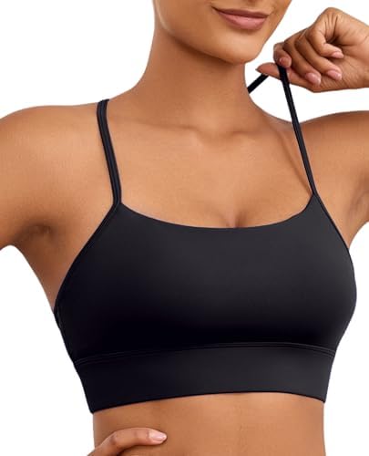 Womens Y Sports Bras Yoga Top With Removable Cups Spaghetti Thin Strap Workout Bra Tops