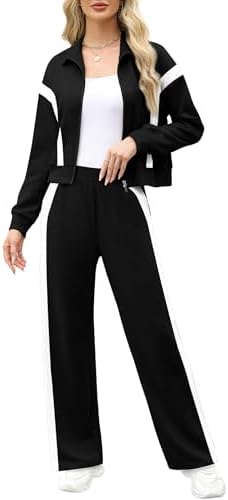 XIEERDUO Lounge Sets For Women 2025 Sweatsuit 2 Piece Outfits Sweatshirt Wide Leg Sweatpant Tracksuit Matching Set