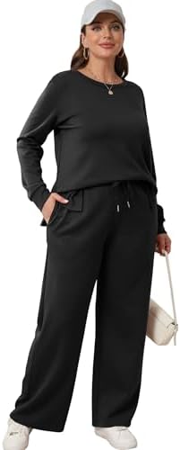 XIEERDUO Women's 2 Piece Lounge Sets Side Slit Outfits Wide Leg Tracksuit Comfy Loungewear Fashion Sweatsuit S-3XL