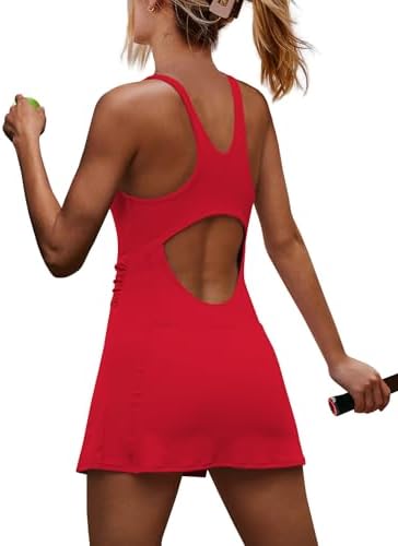 Yanekop Womens Tennis Dress With Built In Shorts Golf Dress Athletic Outfits Yoga Active Workout Dresses