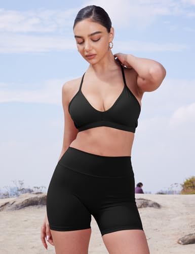 YEOREO Women's Biker Shorts 3.6" /4.5" / 6" Workout Gym Shorts Craze High Waist Tummy Control Hidden Scrunch Running Yoga