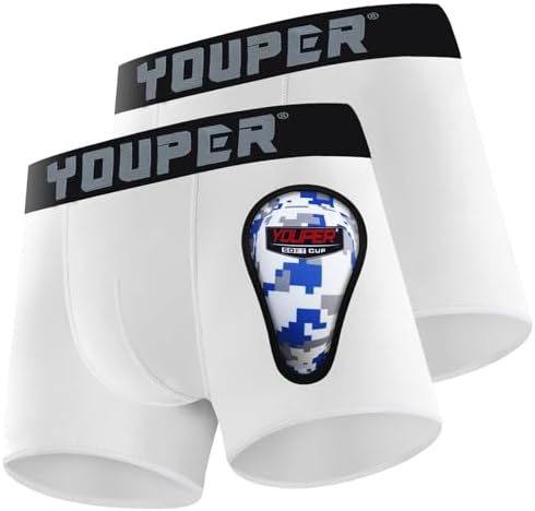 Youper 2 Pack Youth Brief with Soft Protective Athletic Cup Youth Compression Underwear for Baseball & Football
