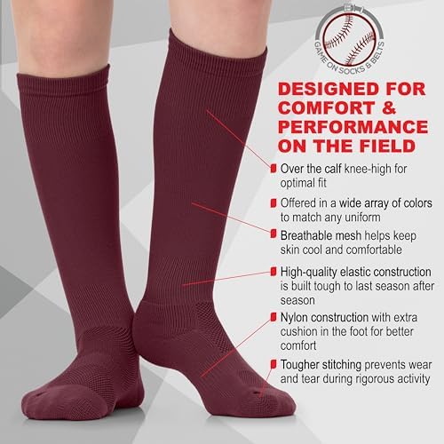 Youth Baseball Socks And Belt Set – Baseball Or Softball Socks And Adjustable Belt