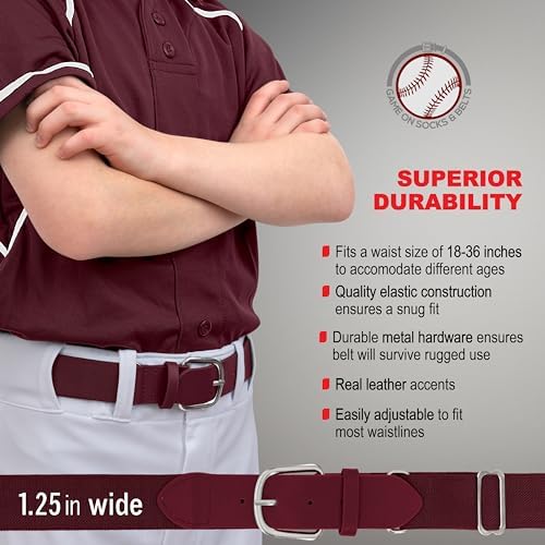 Youth Baseball Socks And Belt Set – Baseball Or Softball Socks And Adjustable Belt