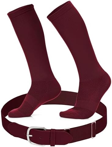 Youth Baseball Socks and Belt Set – Baseball or Softball Socks and Adjustable Belt