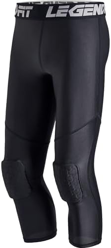 Youth Basketball Compression Pants with Knee Pads 3/4 Capri Padded Leggings Sport Tights for Kids Boys Girls