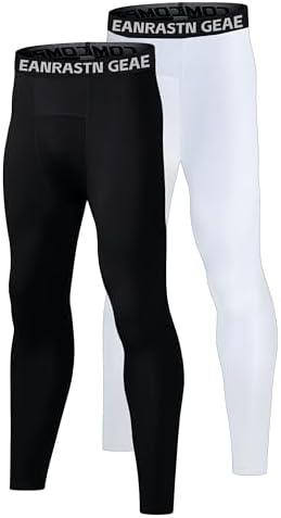 Youth Boys Compression Pants for Basketball Leggings Sports Tights Kids Athletic Soccer Base Layer 2 Pack