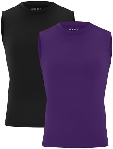 Youth Sleeveless Compression Shirt Boys Athletic Tank Tops Kids Basketball Football Undershirt