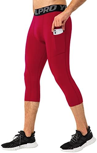 Yuerlian Men's 3/4 Compression Pants Cool Dry Capri Shorts Baselayer Leggings Tights Workout Running Sports Tights