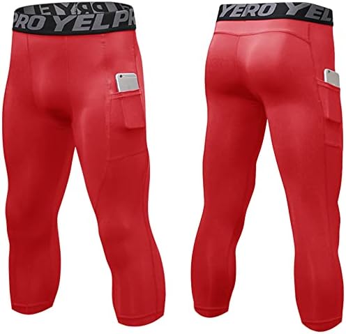 Yuerlian Men's 3/4 Compression Pants Cool Dry Capri Shorts Baselayer Leggings Tights Workout Running Sports Tights