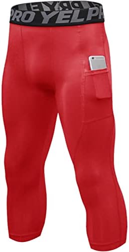 Yuerlian Men's 3/4 Compression Pants Cool Dry Capri Shorts Baselayer Leggings Tights Workout Running Sports Tights