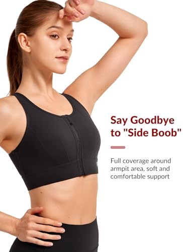 Yvette Front Closure Sports Bras For Women High Support Large Bust Supportive Sports Bra High Impact For Running