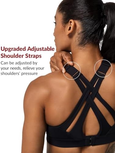 Yvette Sports Bra High Impact Adjustable Criss Cross Back Full Support For Large Bust No Bounce