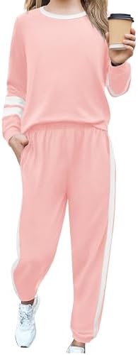 Zaclotre Girls 2 Piece Outfit Fall Long Sleeve Sweatshirt and Jogger Pants with Pockets Kids Tracksuit Sweatsuit Set