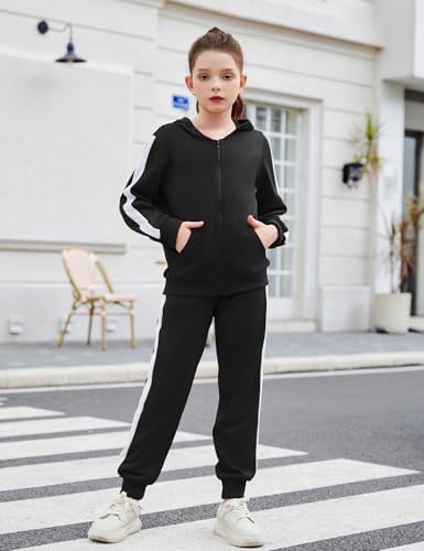 Zaclotre Girls 2 Piece Outfits Sweatsuit Zip Up Hoodie Sweatshirt And Sweatpant Tracksuit Athletic Jogger Sets