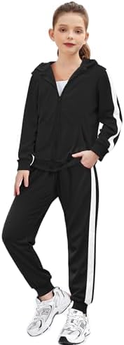 Zaclotre Girls 2 Piece Outfits Sweatsuit Zip Up Hoodie Sweatshirt and Sweatpant Tracksuit Athletic Jogger Sets