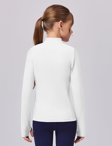 Zaclotre Girls Fleece Long Sleeve Shirts Half Zip Pullover Sweatshirt With Pockets Kids Athletic Winter Jacket