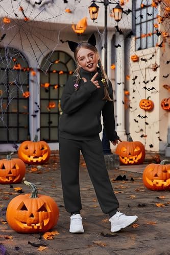 Zaclotre Girls Sweatsuit 2 Piece Outfits Fall Winter Fleece Half Zip Thumb Hole Sweatshirts And Sweatpants Joggers Set