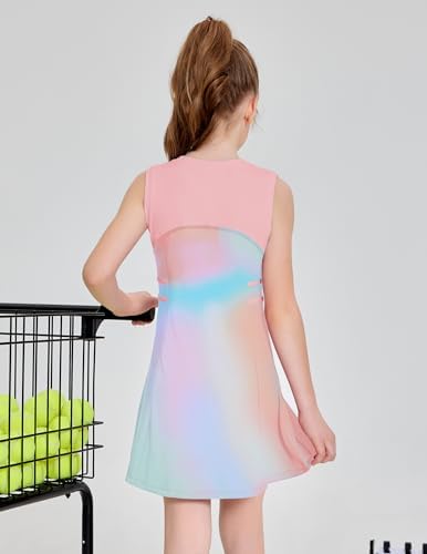 Zaclotre Girls Tennis Dress Cute Golf Outfit Sleeveless Workout Athletic Dresses With Shorts Pockets