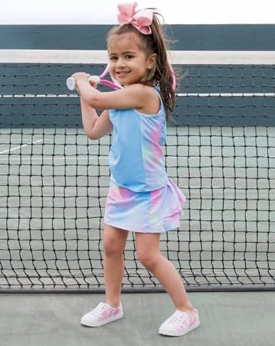 Zaclotre Girls Tennis Golf Dress Outfit Sleeveless Tank Top And Skorts Sets Sport Skirt With Shorts