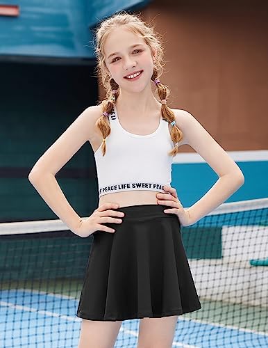 Zaclotre Skorts Skirts For Girls Elastic High Waisted Tennis Skirt With 2 Pockets Athletic Golf Workout Sports Shorts