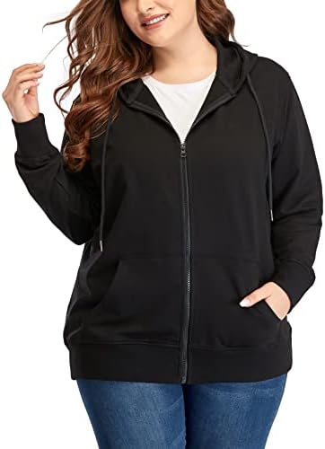 ZERDOCEAN Women's Plus Size Full Zip-Up Hoodie Jacket Cotton Sweatshirt