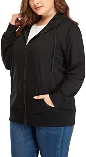 ZERDOCEAN Women's Plus Size Full Zip-Up Hoodie Jacket Cotton Sweatshirt