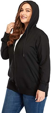 ZERDOCEAN Women's Plus Size Full Zip-Up Hoodie Jacket Cotton Sweatshirt