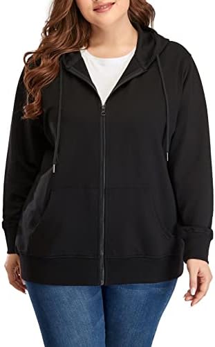 ZERDOCEAN Women's Plus Size Full Zip-Up Hoodie Jacket Cotton Sweatshirt