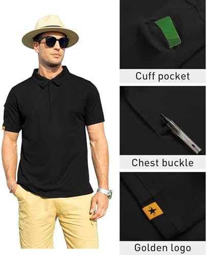 ZITY Mens Polo Shirt Short Sleeve Sports Tactical T-Shirt Athletic Golf Polos Daily Casual Stylish Collared Shirts For Men