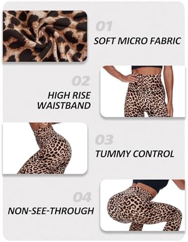 ZOOSIXX High Waisted Leggings For Women - Tummy Control Soft Opaque Printed Pants With Camo Leopard For Workout Skating