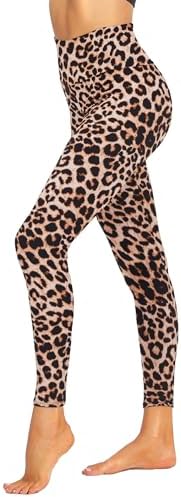 ZOOSIXX High Waisted Leggings for Women - Tummy Control Soft Opaque Printed Pants with Camo Leopard for Workout Skating