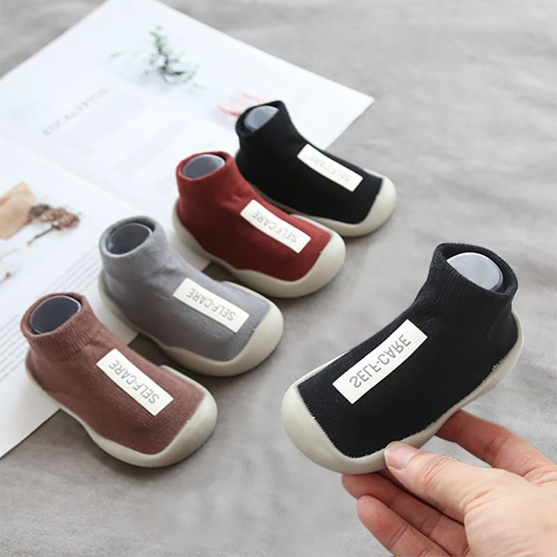 2 Pairs Baby Sock Shoes Toddler Infant Non Slip Soft Rubber Sole Slippers First Walking Shoes For Baby Boys Girls