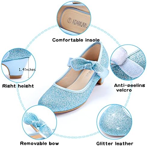 ADAMUMU Little Girls Princess Shoes Glittler Dress Shoes For Gilrs Toddler Girl Heels For Christmas Parties And Holiday Celebrations