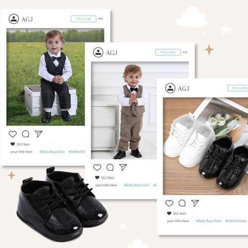 AGJ Baby Boy Dress Shoes Infant Oxford Loafers Wedding PU Leather Rubber Shoes Toddler Girl Flats Walking Shoes Set 3-24 Months