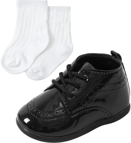 AGJ Baby Boy Dress Shoes Infant Oxford Loafers Wedding PU Leather Rubber Shoes Toddler Girl Flats Walking Shoes Set 3-24 Months