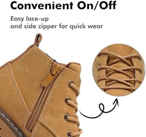 Ahannie Boys Boots Toddler Kids Work Boots Outdoor Casual Side Zipper Ankle Shoes(Toddler/Little Kid/Big Kid)