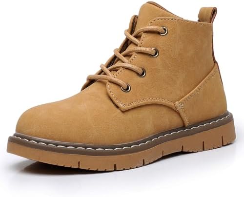 Ahannie Boys Boots Toddler Kids Work Boots Outdoor Casual Side Zipper Ankle Shoes(Toddler/Little Kid/Big Kid)