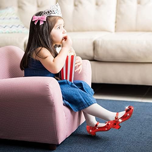 Amtidy Girls Dress Shoes Mary Jane Wedding Party Shoes Glitter Bridesmaids Princess Heels
