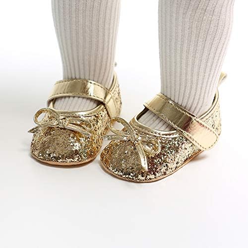 Antheron Baby Girls Mary Jane Flats Soft Sole Infant Moccasins Floral Sparkly Toddler Princess Dress Shoes