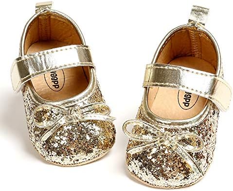 Antheron Baby Girls Mary Jane Flats Soft Sole Infant Moccasins Floral Sparkly Toddler Princess Dress Shoes