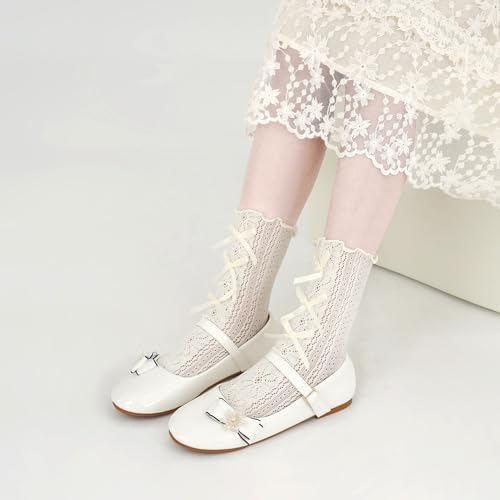 Aomigoct Girls Flats Dress Shoes: Little Kid Princess Ballerina Flats For Birthday Party - Girls Mary Jane Shoe For Wedding School