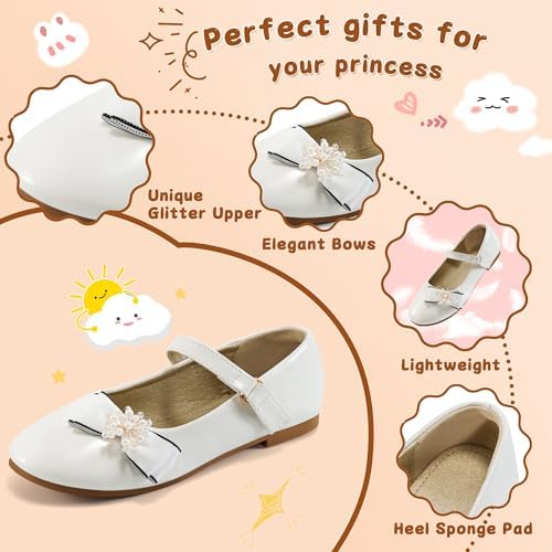 Aomigoct Girls Flats Dress Shoes: Little Kid Princess Ballerina Flats For Birthday Party - Girls Mary Jane Shoe For Wedding School