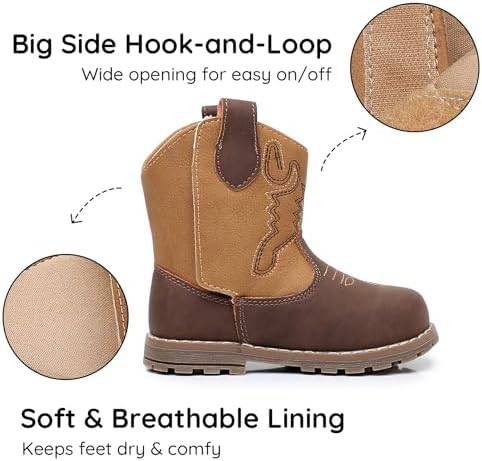 Apakowa Baby & Toddler Cowboy Boots For Boys Girls Infant Baby Cowboy Cowgirl Western Boots Round Toe All Seasons 6-36 Months (Infant/Toddler)