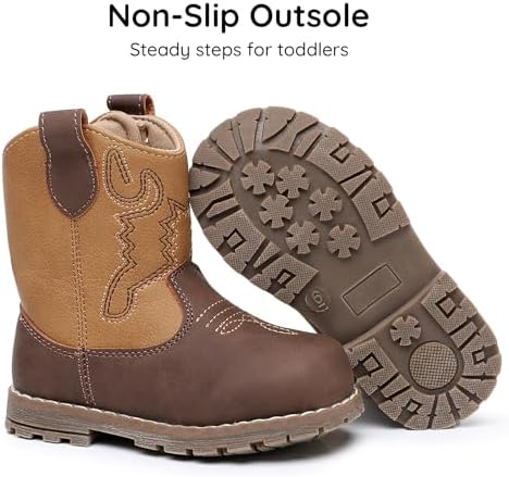 Apakowa Baby & Toddler Cowboy Boots For Boys Girls Infant Baby Cowboy Cowgirl Western Boots Round Toe All Seasons 6-36 Months (Infant/Toddler)