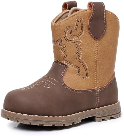 Apakowa Baby & Toddler Cowboy Boots for Boys Girls Infant Baby Cowboy Cowgirl Western Boots Round Toe All Seasons 6-36 Months (Infant/Toddler)