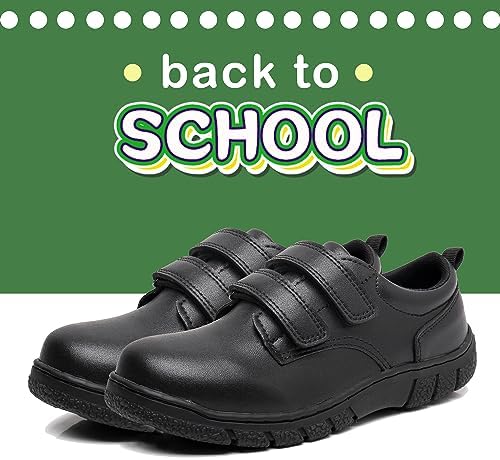 Apakowa Boys Oxford School Uniform Loafer Shoes Adjustable Strap Comfort Dress Shoes (Toddler/Little Kid/Big Kid)