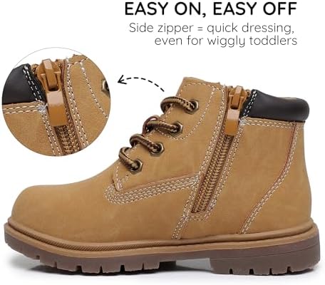 Apakowa Toddler & Little Kid Boys Girls Boots Fall Early Winter Work Boots With Side Zipper (Toddler/Little Kid)