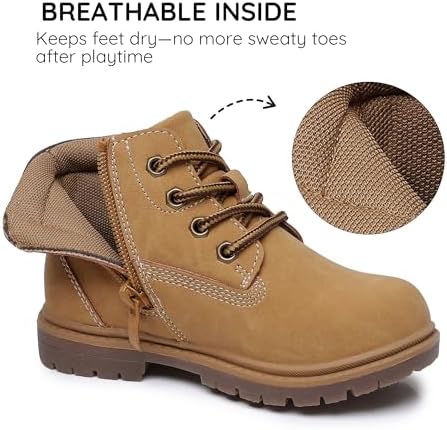 Apakowa Toddler & Little Kid Boys Girls Boots Fall Early Winter Work Boots With Side Zipper (Toddler/Little Kid)