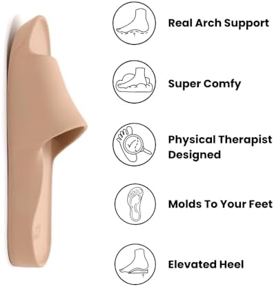 Archies Arch Support Slides – Orthotic Recovery Sandals For Plantar Fasciitis Relief Foot Pain & Heel Pain – Lightweight Cushioned Shock-Absorbing Slides For Walking Standing And All-Day Comfort